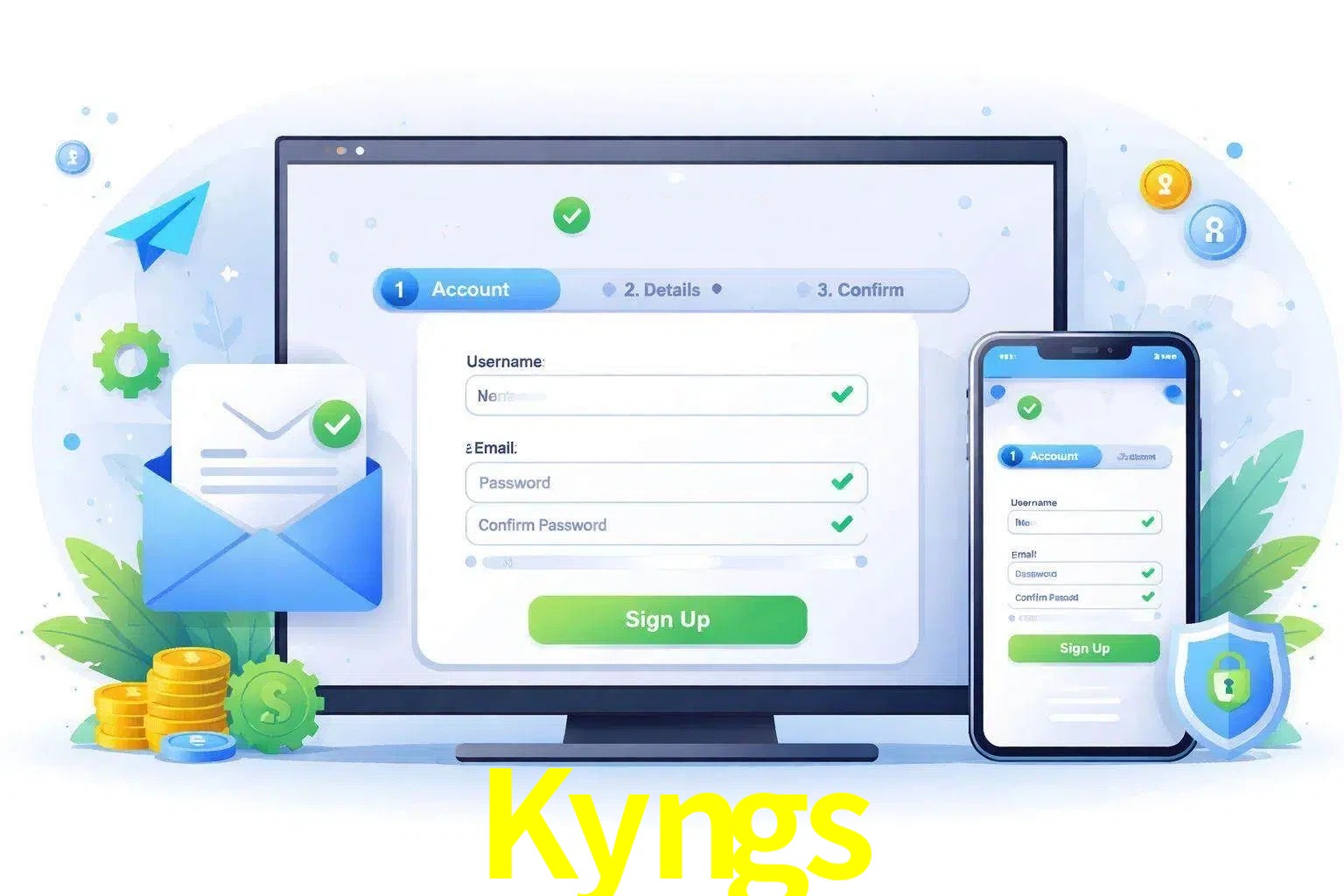 Registro de nuevo usuario y configuración de cuenta Kyngs